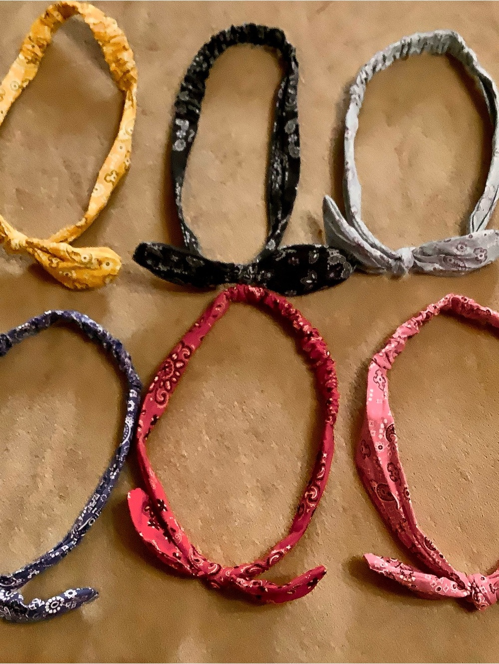 Set of 6 Paisley Knot Headbands in Mixed Colors